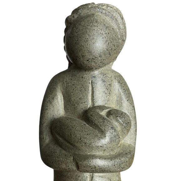 HANDMADE Haiti Stone Sculpture Woman Mother Baby Embrace  Sandstone, 5 Inches - Picture 2 of 12